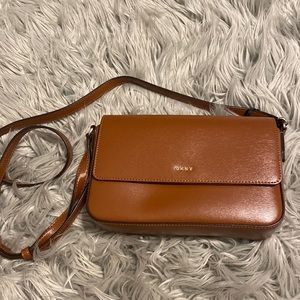 Brown leather DKNY cross body